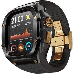 VeveXiao Rugged Case with Band Compatible with Apple Watch Ultra 2 Bands 49mm, Metal Protective Cover Case with Replacement Fluorine Rubber Strap for iWatch Ultra 49mm Mens Strap