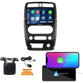 Kunfine Car CarPlay Android Auto Navigation Stereo GPS Radio Reverse Camera Display 9" IPS Touchscreen Headunit Tablet Pad Media Player for Suzuki Jimny 2007-2012, if Applicable Quad Core 2G+32G