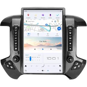Car Radio for Chevrolet Silverado GMC Sierra 2014-2019 Replacement Stereo Android 13 Head Unit 14.4 Inch 2K IPS Touch Screen Carplay Android Auto Bluetooth Tesla Style OEM 8 Inch Carbon Fibre