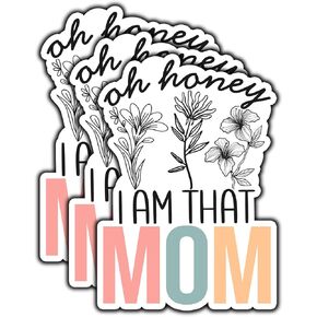 (3Pcs) I Am That Mom Sticker Mother Waterproof Stickers for Tumbler Decorate Vinyl Decal for Water Bottle Laptop Phone Case Kindle Notebook Hard Hat Size 3x2 Inches