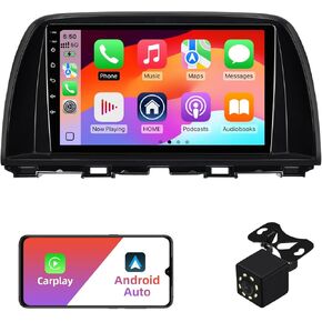 2+32G Android 12 Double Din Car Stereo for Mazda CX-5 CX5 2012-2015 with 9 Inch Touchscreen Radio Built-in Wireless Carplay/Android Auto/GPS/Bluetooth/FM/AUX-in/Steering Wheel Controls/Backup Camera