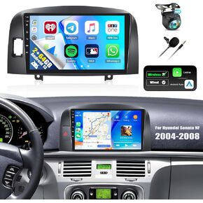 Camecho Android 13 Car Stereo, 9" Touch Screen, Bluetooth, FM/RDS, WiFi, GPS, Rear Camera Input, Microphone, for Hyundai Sonata NF 2004-2008