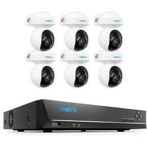 REOLINK 4K PoE Security Camera for Home Surveillance, Outdoor IP Camera with Color Night Vision, 355° Pan & 50° Tilt, Auto Tracking, 6X E1 Outdoor SE PoE bundel 8CH NVR RLN8-410