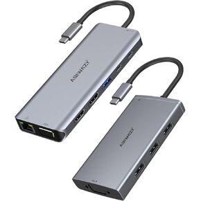 14 in 1 & 8 in 1 USB C Docking Station Dual Monitor for Dell/HP/Lenovo/Surface Laptop, Triple Display USB C Hub Multiple Adapter