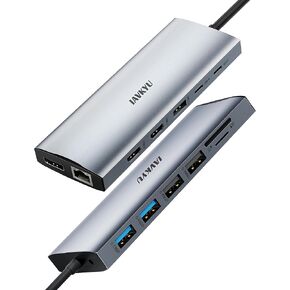 USB C Docking Station Dual Monitor, 14 in 1 USBC Triple Display Multiple Adapter, Portable Type C Hub with 2 HDMI, 100W PD, Mic/Audio, SD/TF, Ethernet Ports Compatible for Dell/Surface/HP Laptops…