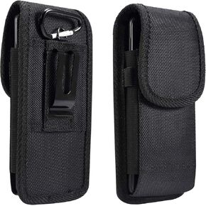 Nylon Belt Clip Holster Case Phone Pouch with Belt Loop for Samsung Galaxy S25 Plus/ S24 Plus/ S23 Plus/ S22 Plus/ S21 FE/ A15/ A54/ iPhone 15 Pro Max/ 16 Plus/ 14 Plus/ 13 Pro Max/ 12 Pro Max/Moto E