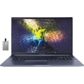 ASUS VivoBook 15 Slim Laptop, 15.6" FHD Display, Intel i5-1240P, Intel Iris Xe Graphics, 16GB RAM, 512GB SSD, Backlit Keyboard, Fingerprint Reader, Wi-Fi 6, Windows 11, Blue, 32GB Hotface USB Card
