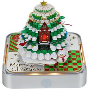Time Piece Calendar 2025, 3D Desk Calendar With LED Lights, DIY Calendar 3D Memo Pad, Paper Carving Art Craft Desktop Decoration House Sculpture for Home Office (Carousel)