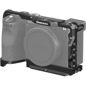 Camera Cage Kit for Sony A6700 with HDMI Cable Clamp, Quick Release Plate for Arca-Type, 1/4"-20 & 3/8"-16 Threaded Holes, Cold Shoe Mount, Full Access for Video Filming