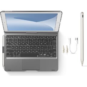 Stylus Pen + Swivel Keyboard Case for iPad (7th-9th), iPad Air 3rd, iPad Pro 10.5-inch