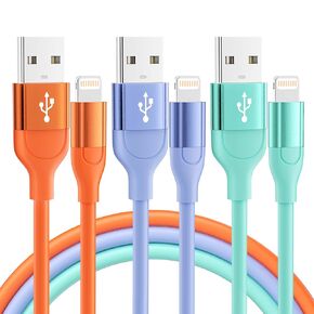 iPhone Charger 3Pack 10 FT Apple MFi Certified Lightning Cable Fast Charging iPhone Charger Cord Compatible with iPhone 14 13 12 11 Pro Max XR XS X 8 7 Plus SE iPad and More-Multicolor