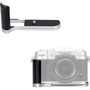 JJC Metal Hand Grip Handgrip Secure L-Shape Bracket for Fuji Fujifilm X-M5 XM5 Camera, Silicone Side Handle, Anti-Slip Pad, Arca Swiss Plate & 1/4’’-20 Hole, No Effect on Battery & Card Use, Silver
