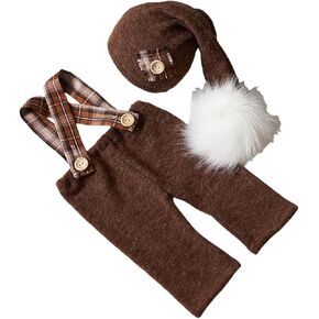 Zeroest Newborn Boy Photo Outfit Props Baby Boy Photography Outfit Photo Shoot Boy Pictures Suspenders Pants Sleeping Hat