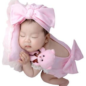 Newborn Photography Props Girls Outfits Baby Photo Props Bear Hat Romper Pillow Newborn Photography Outfits for Photoshoot ﻿