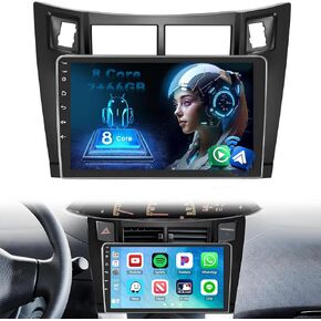 Android 13 Car Stereo for Toyota Yaris 2006 2007 2008 2009 2010 2011, Wireless Apple Carplay Android Auto, 2+64G 9 inch Touch Screen Bluetooth Radio with GPS WiFi FM RDS Radio+Backup Camera Mic