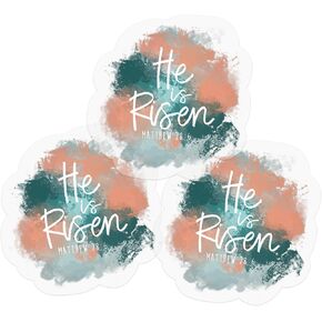 3PCs He is Risen Bible Verse Quote Matthew 28:6 Sticker, The Lord Worship Christian Faith Waterproof Clear Vinyl God Jesus Stickers for Laptop Water Bottle Journal Religious Scripture Decals 3 Inches