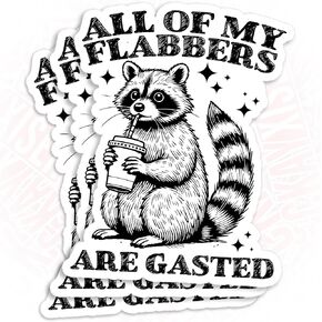 (3Pcs) All of My Flabbers are Gasted Raccoon Stickers Nurse Nursing Medical Stickers Dark Humor 2" Waterproof Die-Cut Vinyl Sticker for Laptop, Water Bottle Funny Decal Gifts for Her Him 2 Inches