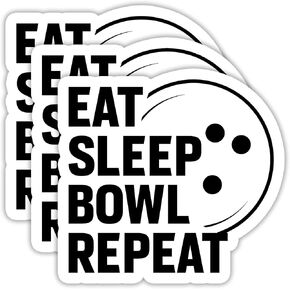 (3PCS) Bowling Sport Stickers - Waterproof Vinyl Decal for Bowlers, Sports Lovers, Laptop, Water Bottle, Tumbler, Scrapbook, Helmet Size 3" x 2.5 "
