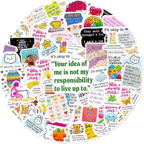100 Pcs Mental Health Stickers, Cute Anxiety Waterproof Vinyl for Laptop, Phone, Water Bottle, Luggage, Kids Teens Boys Girls Women
