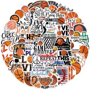 Basketball Stickers 50pcs Cute Basketball Sports Trash Talk Decals Stickers Vinyl Waterproof for Teens Adults Laptop Bumper Computer Phone Guitar Luggage
