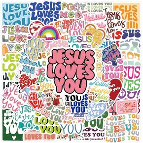 110 Pcs Jesus Loves You Stickers, Inspirational Bible Verse Faith Stickers Decals for Water Bottles Laptop, Vinyl Waterproof Wisdom Words Jesus Faith Decals for Christian Religious Easter Gifts