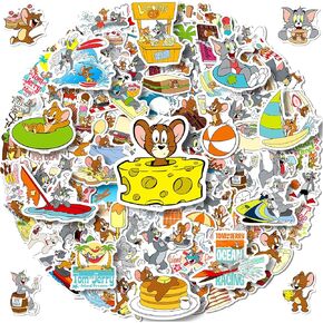 Tom and Jerry Stickers for Kids, 100PCS Vinyl Waterproof Stickers for Laptop, Skateboard, Phone, Water Bottles, Cartoon Anime Sticker for Teens, Adult