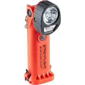 Streamlight 91825 Survivor Pivot 325-Lumen Right Angle Articulating Dual Beam Flashlight with Alkaline Batteries, Magnet and Clip, Orange