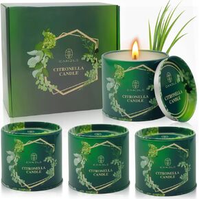 Citronella Candles Outdoor Natural Mosquito Bug Repellent Soy Wax Tin Candles Eco-Friendly Gift for Women Suit for Garden, Patio, Camping, Summer Parties