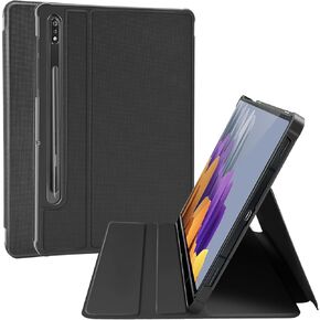 Case for 12.4" Samsung Galaxy Tab S7 FE 5G/S8 Plus/S7 Plus with S Pen Holder, Hard PC Back, Shock Proof Stand Folio Protective Tablet Cover, for Tab S8+ 2022/S7 FE 2021/S7+ 2020 (Black)