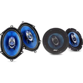 Pyle 5 "× 7" و 6.5 "مكبرات صوت صوتي ثلاثية الاتجاهات (زوج)-مخروط حقن بولي الأزرق المطورة ، محيط بوتل المطاط