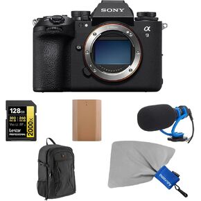 A9 III Mirrorless Camera Bundle with 128GB Memory Card, Battery Pack, Microphone, Backpack, Cleaning Cloth