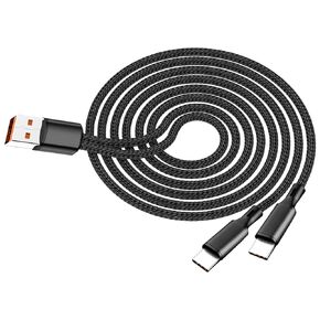 Upgrade 4ft 2-in-1 USB-A to Dual USB-C Cable, USB C Splitter 1 in 2 Out Cord, Multi Charging Cable Compatible with iPhone 15/16, Pro/Air, Samsung Galaxy S24, Moto, Google Pixel, LG, Camera