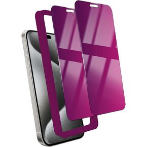 Privacy Screen Protector for iPhone 15 Pro Max, 9H Tempered Glass [Gradient-Purple] [Easy Installation Frame] [Anti-Blue Light] Private 15 ProMax 6.7''-2 Pack, Bubble Free