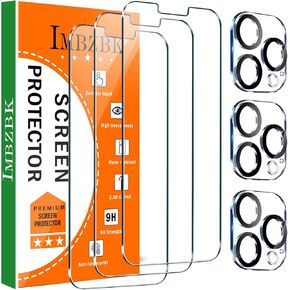 IMBZBK 4 Pack Privacy Screen Protector for iPhone 15 Tempered Glass with 4 Pack Camera Lens Protector, Accessories 9H Anti Spy, 2.5D Curved, Case Friendly, Transparent