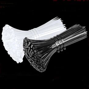 8" Black Zipper and 8" White Zipper Cable Ties (2000 Pack), 40 lb. Tensile Strength - Heavy Duty Self-Locking Premium Nylon Cable Ties for Indoor and Outdoor Applications