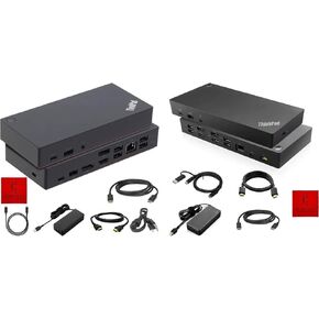 Bundle: Lenovo Hybrid USB-C & USB-C Gen 2 Docking Stations - Dual Monitor Capability with 135W & 90W AC Adapters, HDMI, DisplayPort, USB-A & USB-C Cables - ThinkPad Universal Dock Setup with 1 Year Wa