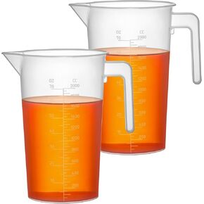 Amazing Abby - Melinda - 64-Ounce (2-Quart) Unbreakable Plastic Measuring Pitcher (2-Pack), Food-Grade Measuring Jug with Conversion Chart, Stackable and Dishwasher-Safe, Great for Kitchen, Lawn, Pool