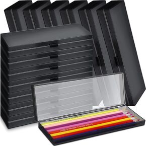 Yexiya 30 Pack 7.2 x 2.4 x 1 inches Plastic Pencil Case Pencil Box Plastic Pencil Storage with Hinged Lid for Pencils Pens Crayons School Office Supplies Organization(Clear)