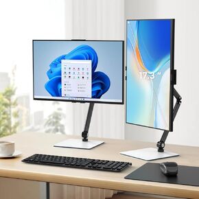 Portable Monitor Stand, Foldable Tablet Stand for Desk, Tablet Holder with Height Angle Adjustment, Travel Monitor Stand for 17.3" Display, Compatible withTablet and Portable Monitors