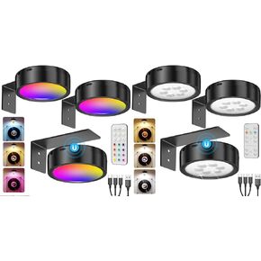 أضواء الصور اللاسلكية (6 حزم): 3 أبيض LED و 3 RGB - قابلة للشحن ، التحكم عن بعد ونقر ، بطارية 2600 مللي أمبير في الساعة ، قابلة للوحات ، للوحات ، الأعمال الفنية ، العروض ، الإطارات