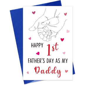 First Fathers Day Card for Dad from Baby Boy Girl 4x6 Happy 1st Fathers Day Card First Father's Day as My Daddy Greeting Cards for Dad to be New Dad First Time Dad Gifts