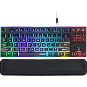 CHONCHOW 87 Keys TKL Wired Gaming Keyboard with Wrist Rest, Detachable USB-C Cable, RGB Backlight, Full Metal Panel Keyboard Compatible with PC Laptop Mac Xbox Ps4 Ps5