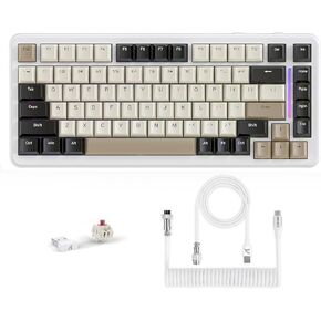 ATTACK SHARK M86 75% Mechanical Gaming Custom Keyboard, Gasket Mount,Hot Swappable,RGB Backlit,Pre-lubed Switches,Side Printed PBT Keycaps,5.0 BT/2.4G Wireless/Type-C Wired Keyboard with Coiled Cable