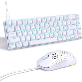 DIERYA M1SE Wired Gaming Mouse and T68SE 60% Mechanical Gaming Keyboard-White