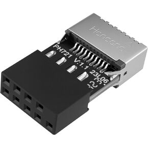 USB 2.0 to USB 3.2 Gen 1 Header Adapter, 9Pin Male to Type-E Key-A Female Mainboard Header Extension Adapter for Extending Type-C Ports on Front Panel of PC