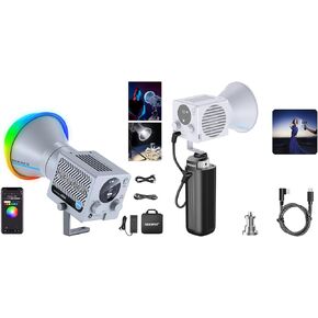 NEEWER 60W Portable RGB LED Video Light Handheld Fill Light, APP/2.4G/Panel Control 18 Scenes 8700Lux/1m 2700-6500K CRI97, 5000mAh Basic Battery Grip Power Supply Included
