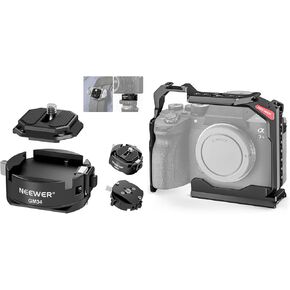 NEEWER Full Camera Cage Compatible with Sony a7R V/a7R IV/a7 IV/a7S III/a1, Aluminum Video Camera Rig with Arca Type QR Base for Quick Switch, GM34 Camera Quick Release Plate Kit Included