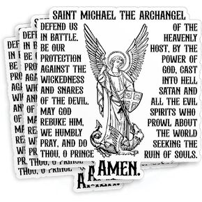 (3Pcs) St Michael Prayer Catholic Archangel Sticker Bible Christian Religious 2" Waterproof Die-Cut Vinyl Sticker for Laptop Water Bottle Phone Car Sticker Gifts 2 Inches