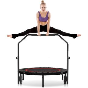450 LBS Rebounder for Adults,40" Mini Rebounder Foldable Fitness Rebounder with Adjustable Foam Handle, Rebounder Jumping Cardio Trainer for Indoor/Outdoor Exercise Workout