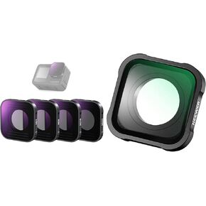 NEEWER ND Filter Compatible with GoPro Hero 13 12 11 10 9 Black, 4 Pack ND4 ND8 ND16 ND32 Neutral Density Lens Filter Kit HD Multicoated Slim Action Camera Accessory, 15X Magnification Lens Included
